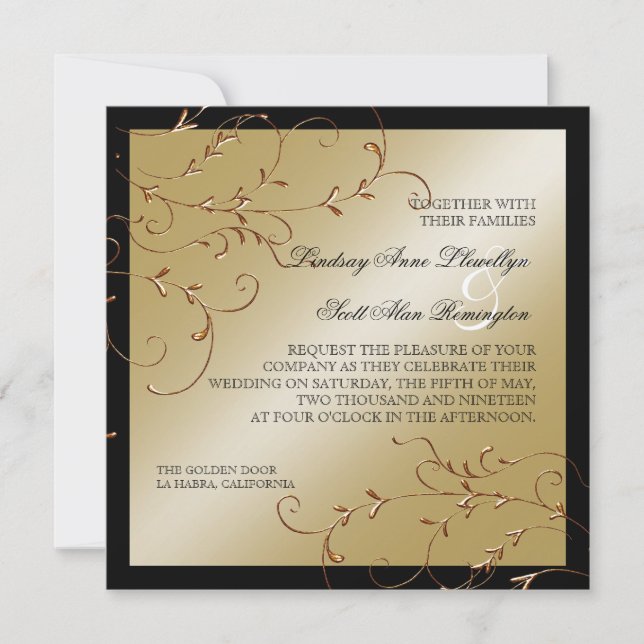 Schwarze Krawatte Elegance, Goldene Hochzeit Einla Einladung (Vorderseite)