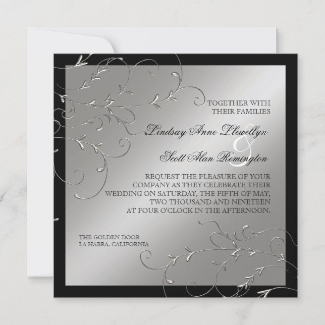 Schwarze Krawatte Elegance, Silberhochzeit Einladu Einladung (Vorderseite)