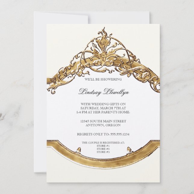 Schwarze Krawatte Elegante 2, Goldenes Brautparty  Einladung (Vorderseite)