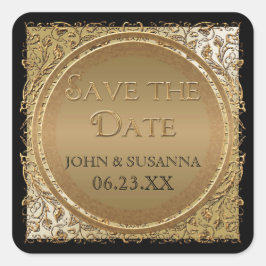 Schwarze Krawatte Elegante, Save the Date Aufklebe Quadratischer Aufkleber