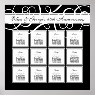 Schwarze Krawatte Elegantes Party 12 Tabelle Seati Poster