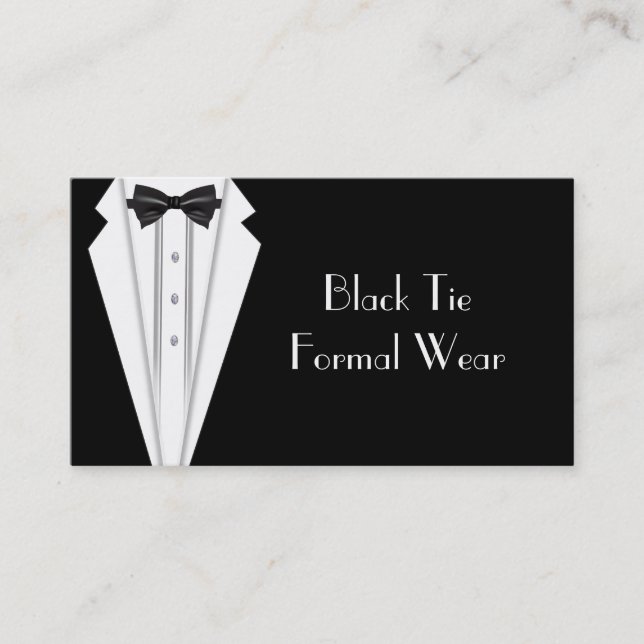 Schwarze Krawatte Formal White Tuxedo Business Visitenkarte (Vorderseite)