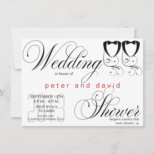 Schwarze Krawatte Gay Polterabend Einladung (Vorderseite)