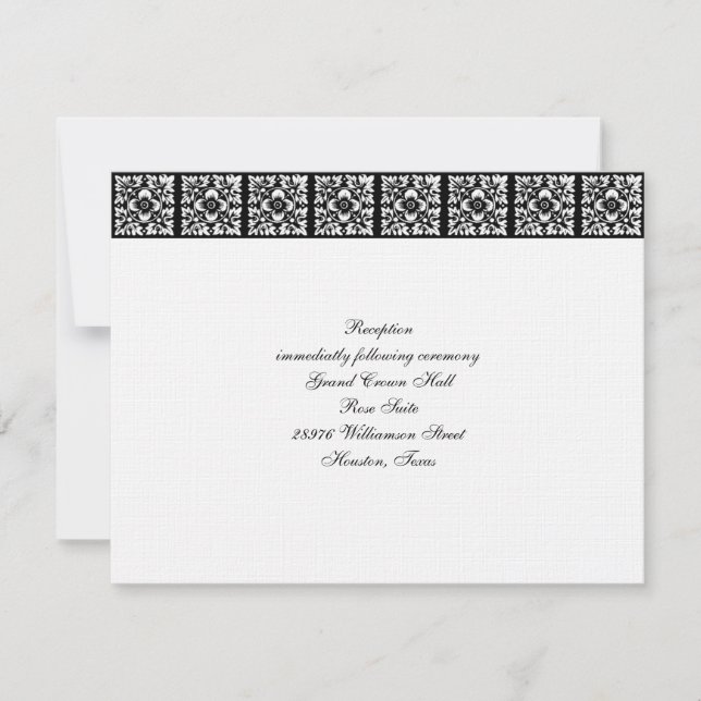 Schwarze Krawatte Hochzeitskarte Empfang Einladung (Vorderseite)