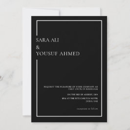 Schwarze Krawatte Moderne Minimal-Script-Heirat Einladung