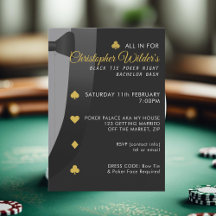 Schwarze Krawatte Poker Nachtbachelor Party Einlad