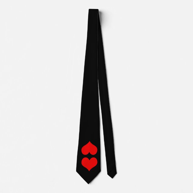 Schwarze Krawatte W/Twin Rotes Herz (Vorderseite)
