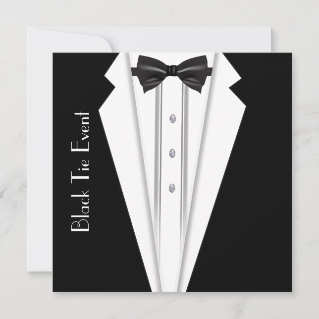 Schwarze Krawatte Weiße Tuxedo formelle Einladung (Vorderseite)