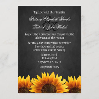 Schwarze Kreidetafel-Sonnenblumen-Hochzeitseinladu Einladung
