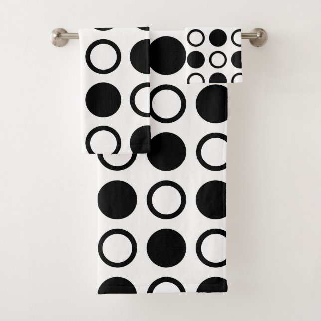 Schwarze Kreise und Tupfen Badhandtuch Set (Insitu)