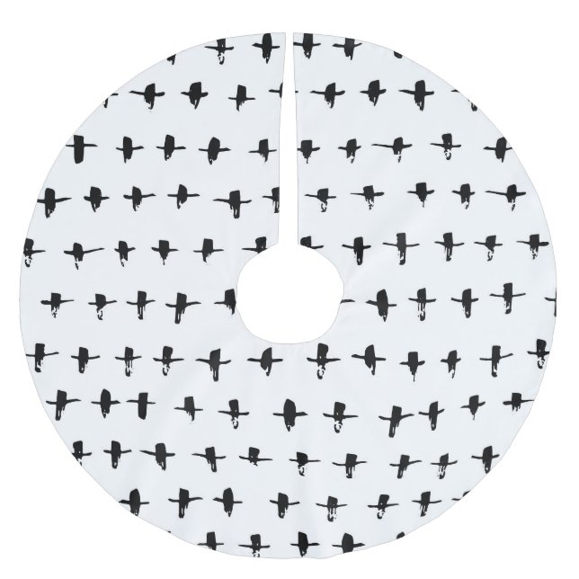 Schwarze Kreuze Handgezeichnete Geometrie Polyester Weihnachtsbaumdecke (Vorderseite)