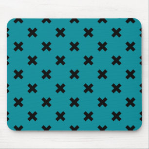 Schwarze Kreuzstiche auf aquamarinen Mousepad