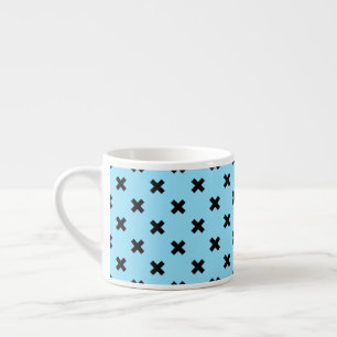 Schwarze Kreuzstiche auf Babyblau Espressotasse
