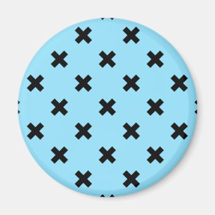 Schwarze Kreuzstiche auf Babyblau Magnet