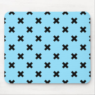 Schwarze Kreuzstiche auf Babyblau Mousepad