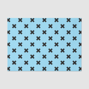 Schwarze Kreuzstiche auf Babyblau Seidenpapier