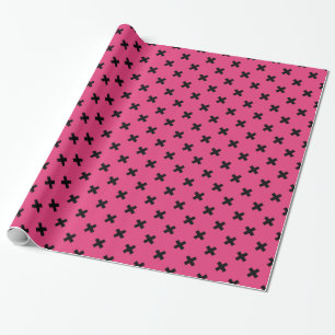 Schwarze Kreuzstiche auf Fuchsia Geschenkpapier