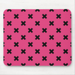 Schwarze Kreuzstiche auf Fuchsia Mousepad