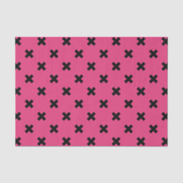 Schwarze Kreuzstiche auf Fuchsia Seidenpapier