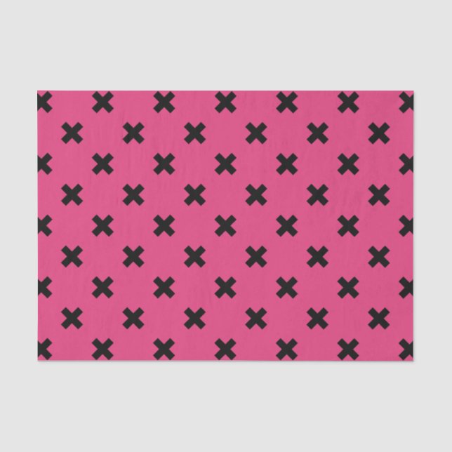 Schwarze Kreuzstiche auf Fuchsia Seidenpapier (Vorderseite)