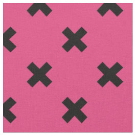 Schwarze Kreuzstiche auf Fuchsia Stoff