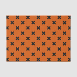 Schwarze Kreuzstiche auf Orange Seidenpapier