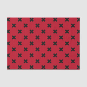 Schwarze Kreuzstiche auf Rot Seidenpapier