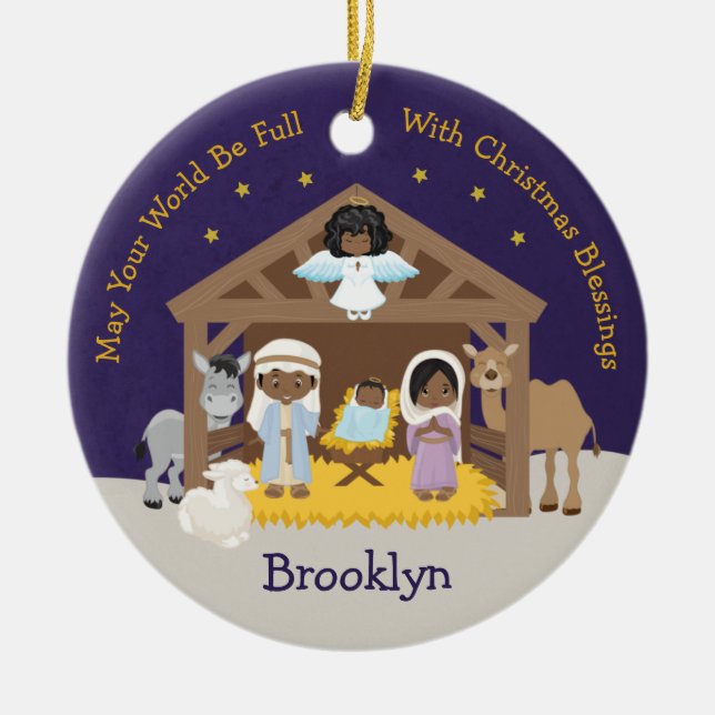 Schwarze Krippe Keramik Ornament (Vorne)