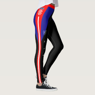 Schwarze kroatische Leggings, kroatische Flagge Leggings