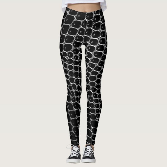 Schwarze Krokodil-Druck-Leggings Leggings (Vorderseite)