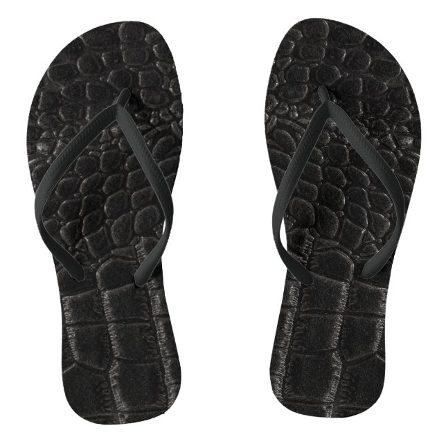 Schwarze Krokodil Flip Flops (Fußbett)
