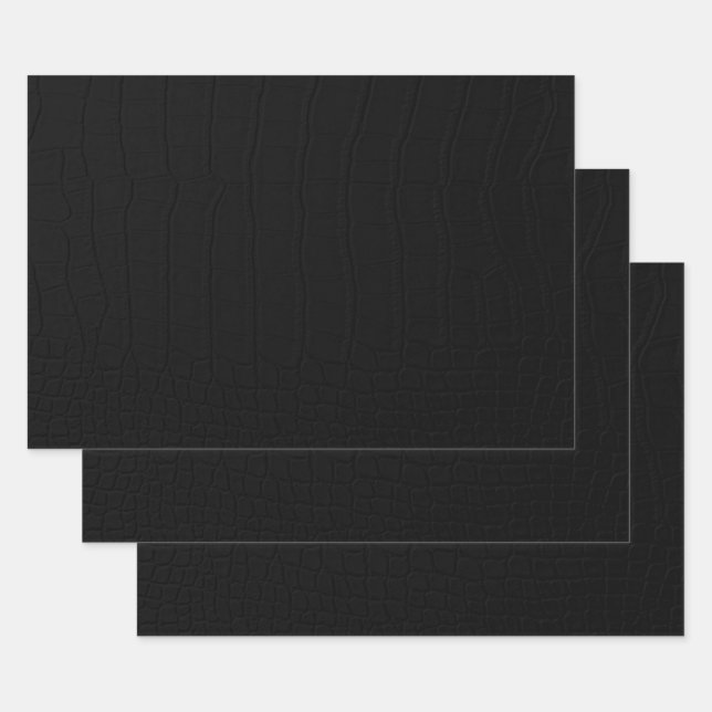 Schwarze Krokodile-Hautfarbe Geschenkpapier Set (Set)