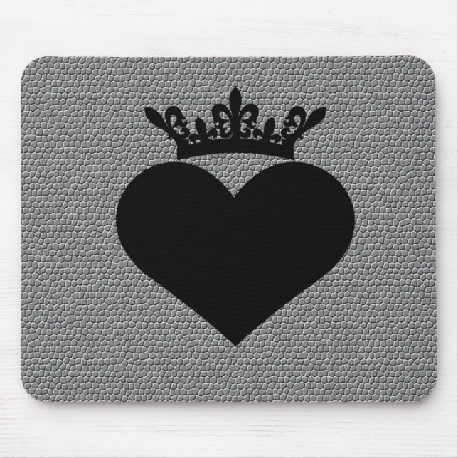 schwarze Kronenwindungsherzen Mousepad (Vorne)