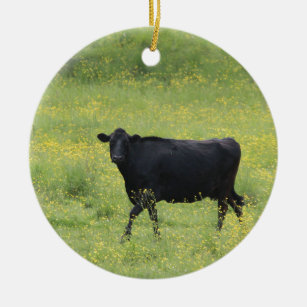 Schwarze Kuh Keramik Ornament