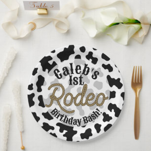Schwarze Kuh Print Country Western Rodeo Party Pappteller