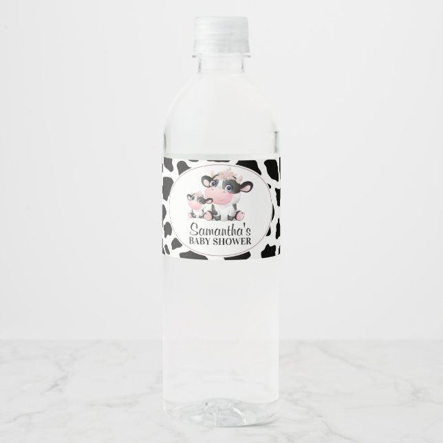 Schwarze Kuh Print Niedlich Kuh Calf Baby Dusche (Vorderseite)