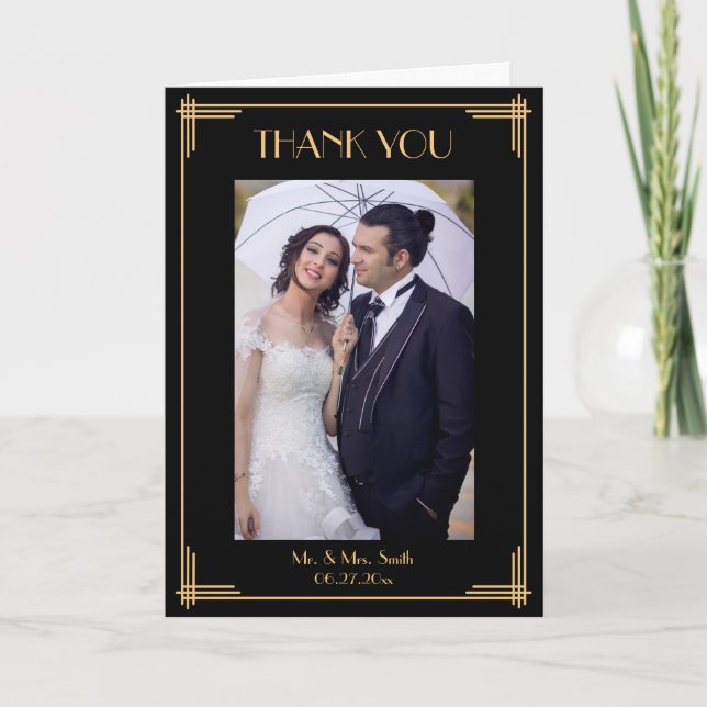 Schwarze Kunst-Deko danken Ihnen Dankeskarte (Vorderseite)