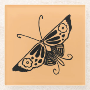 Schwarze Kunst-Deko-Schmetterling - Glasuntersetzer