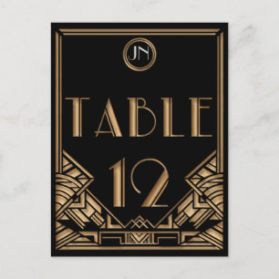 Schwarze Kunst im Art Deco Gatsby-Stil Tisch Numme Postkarte