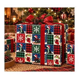 Schwarze Lab Christmas-Decke Geschenkpapier