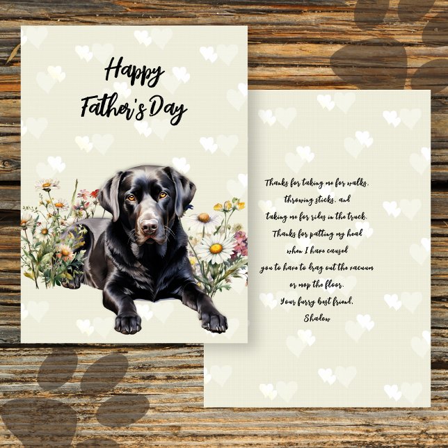 Schwarze Lab Fathers Day Nachricht Faltekarte (Von Creator hochgeladen)