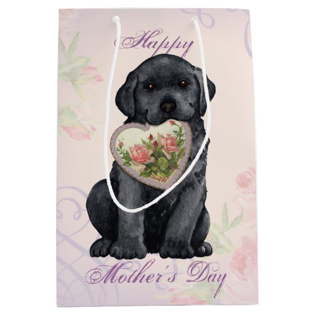 Schwarze Lab Herz-Mama Mittlere Geschenktüte (Vorderseite)