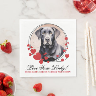 Schwarze Lab Hochzeitsservietten mit Hundebild Serviette