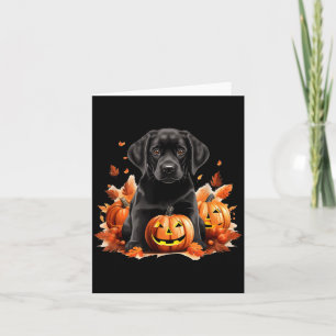 Schwarze Lab Hundefrau Hundvater Halloween Herbst  Karte