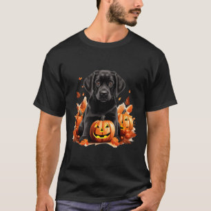 Schwarze Lab Hundefrau Hundvater Halloween Herbst T-Shirt
