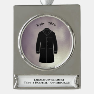 Schwarze Laborkontions-Zeremonie-Andenken Wissensc Banner-Ornament Silber
