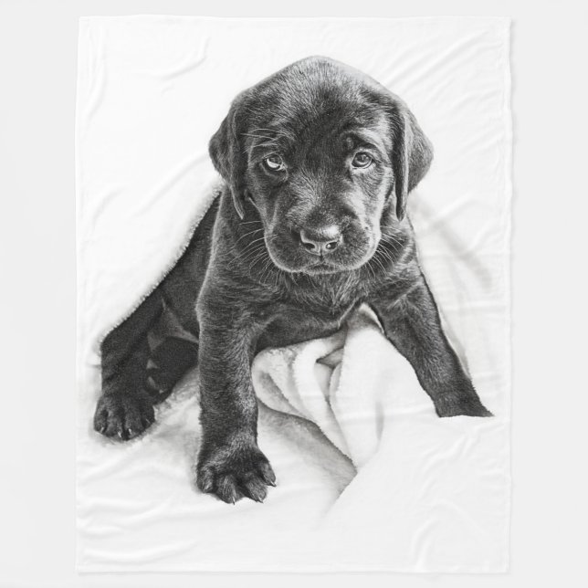 Schwarze Labrador-Decke Fleecedecke (Vorderseite)