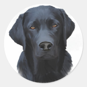 Schwarze Labrador-Hund Wasserfarben-Kunstmalerei Runder Aufkleber