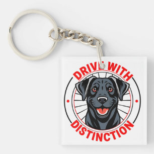 Schwarze Labrador-Illustration mit motivierendem T Schlüsselanhänger