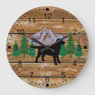 Schwarze Labrador-Kontur-immergrüne Wand-Uhr Große Wanduhr